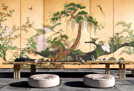 Peinture Sur Soie Japonaise Signée – Oiseaux Et Fleurs – Tableau Art Vintage